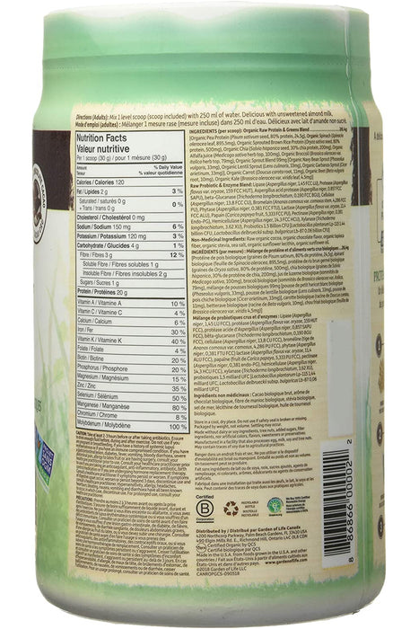 Garden of Life - Raw Organic Protein & Greens, Chocolate, 610g