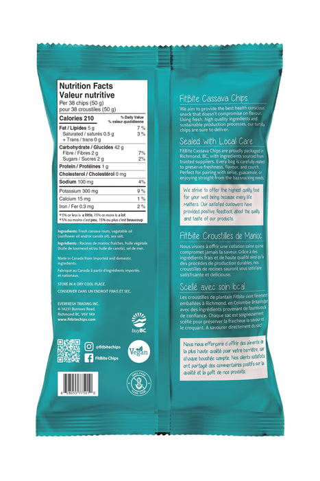 Fitbite - Cassava Chips, Sea Salt, 100 g