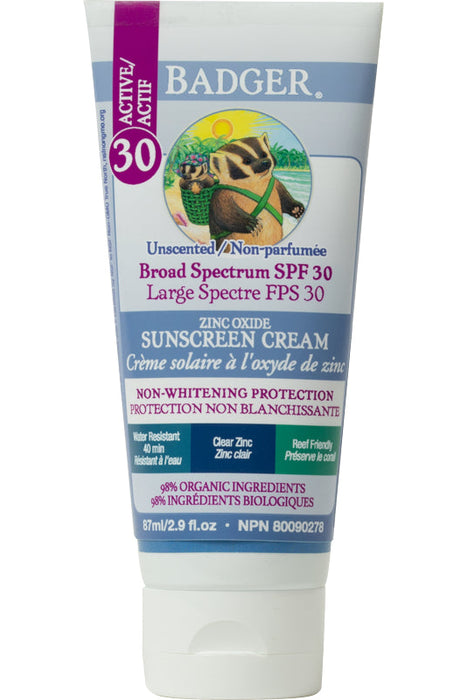 Badger -Active Clear Zinc Sunscreen - SPF30, 87ml