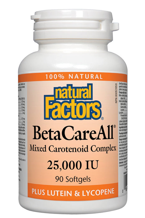 Natural Factors - BetaCareAll® Mixed Carotenoid Complex 25,000 IU, 90 softgels