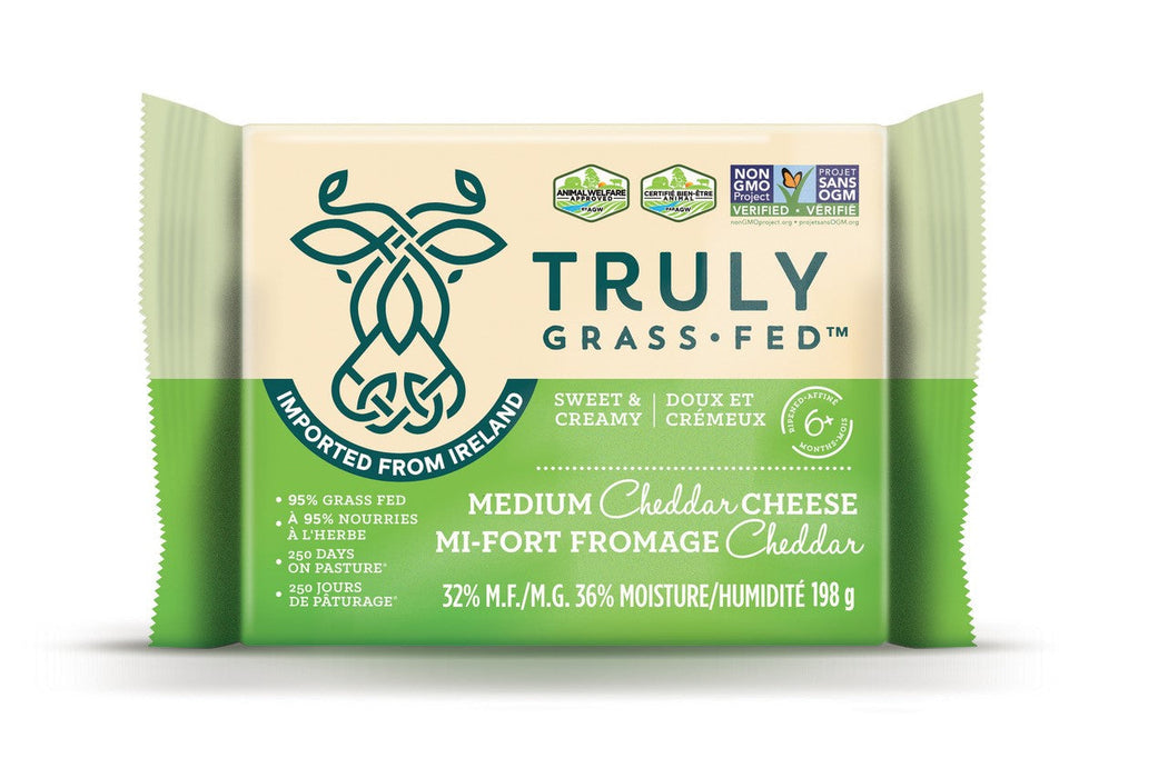 Truly Grass Fed - Grass Fed Medium Cheddar, 198 g