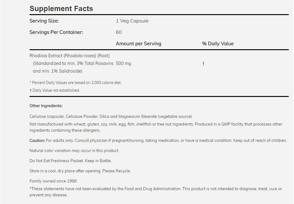 NOW - Rhodiola, 60 capsules