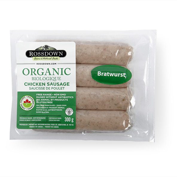 Rossdown - Chicken Sausage - Brat, 300 g — Goodness Me!