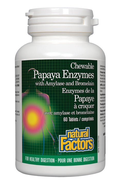 Natural Factors - Chewable Papaya Enzymes with Amylase and Bromelain, 60 tablets