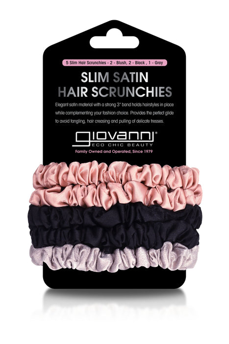 Giovanni - Satin Slim Hair Scrunchies, 5 Count