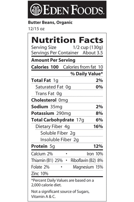 Eden - Org Butter Beans - 398 mL