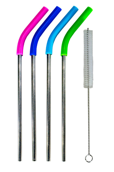 Kitchen Basics - Strw Ss W/silic Tip 5mm Bright, 4PK 0.5x19cm