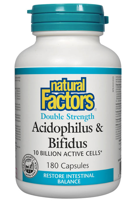 Natural Factors - Double Strength Acidophilus & Bifidus, 180 Capsules