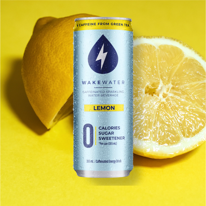 Wakewater - Caffeinated Sparkling Water - Lemon, 355 mL