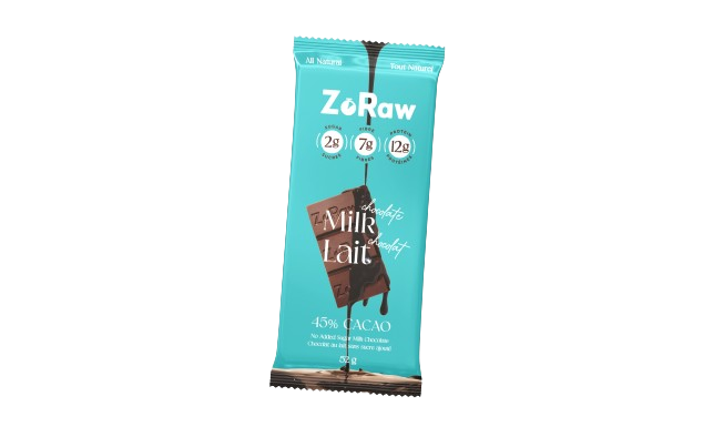 ZoRaw Chocolates - Milk Chocolate Bar with Protein, 52 g
