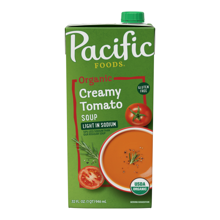 Pacific Foods - Organic Light Sodium Creamy Tomato Soup, 1 L