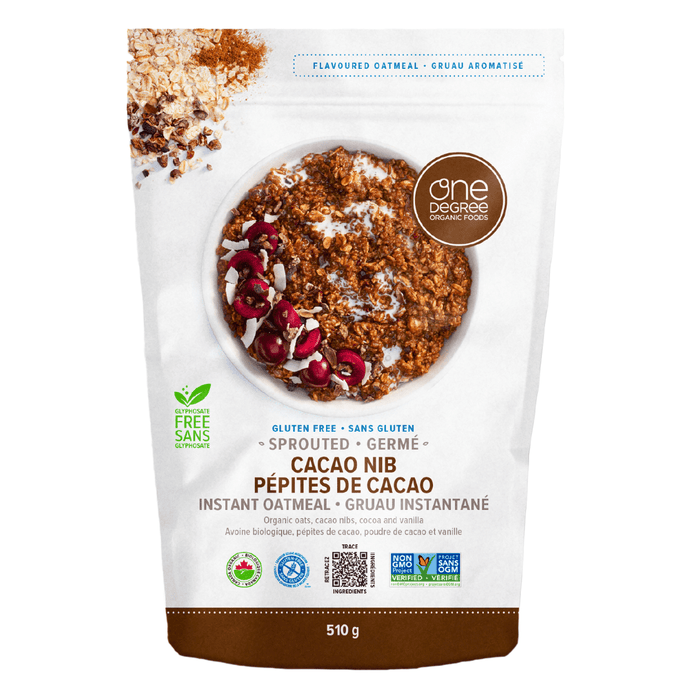 One Degree - Sprouted Instant Oatmeal - Cacao Nib, 510 g