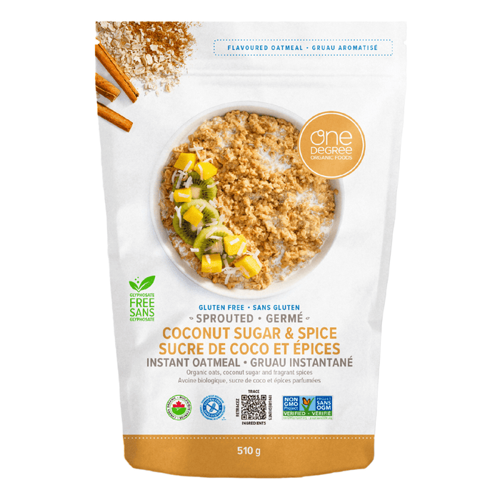One Degree - Sprouted Instant Oatmeal - Coconut Sugar & Spice, 510 g