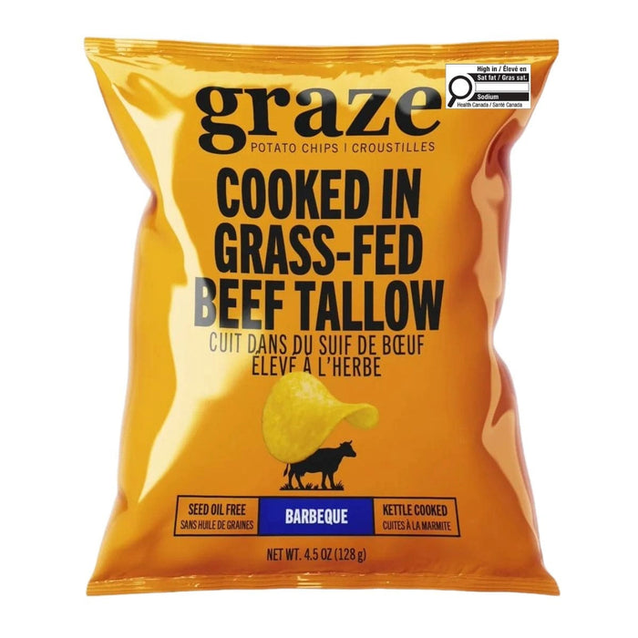 Graze Potato Chips - Cooked in Grass Fed Beef Tallow - Barbeque, 128 g