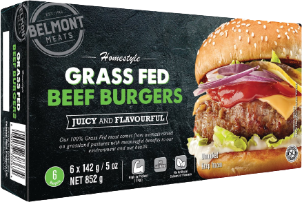 Belmont Meats - Grass Fed Beef Burgers, 4x142 g