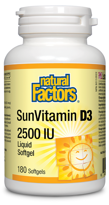Natural Factors - Vitamin D3, 2500 IU, 180 softgels