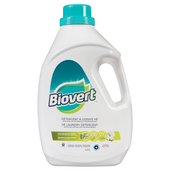 Biovert - HE Laundry Detergent, Fresh Cotton, 4.43L