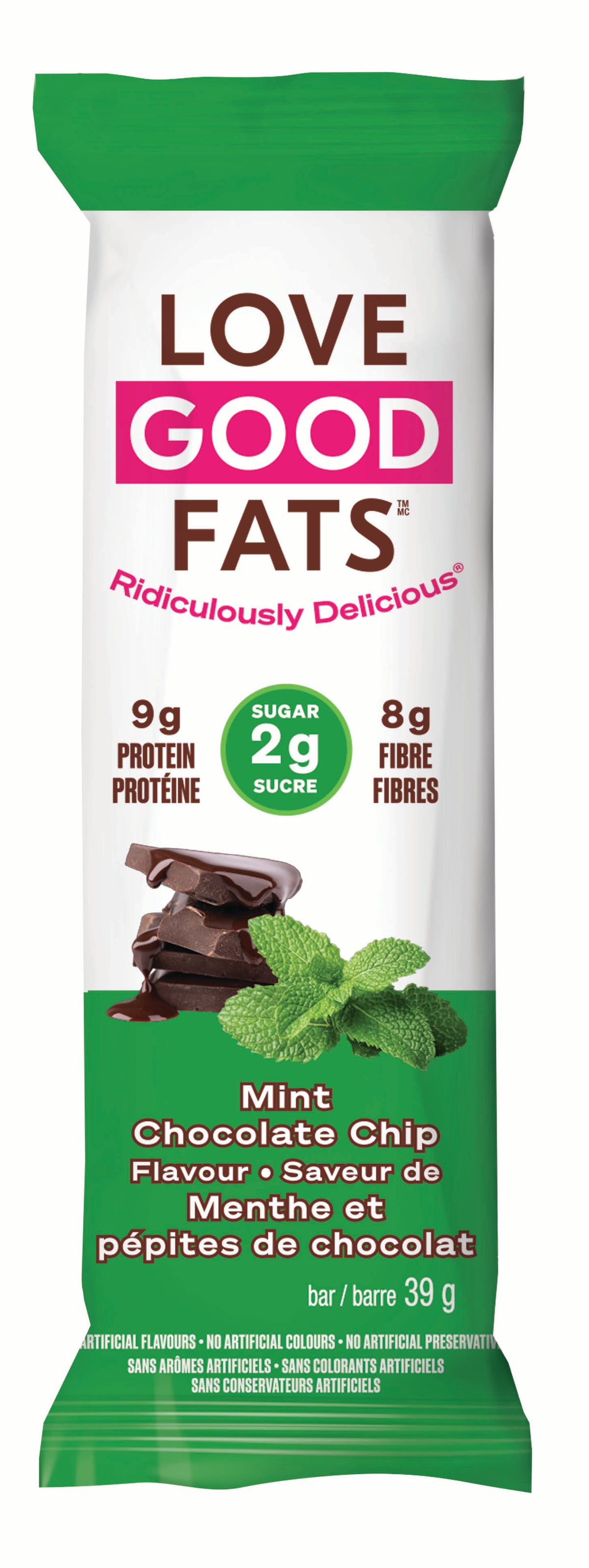 Suzie's Good Fats - Mint Chocolate Chip Snack Bar, 39g - Goodness Me!