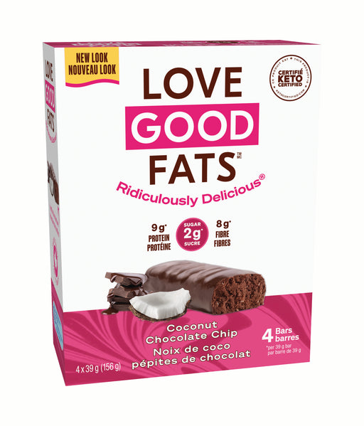 Love Good Fats - Coconut Chocolate Chip Bar, 4 x 39 g