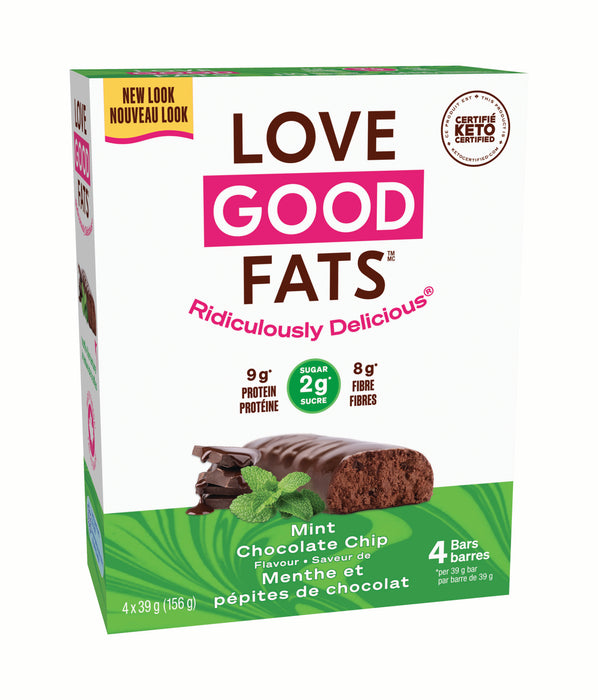 Love Good Fats - Mint Chocolate Chip Bar, 4 x 39 g
