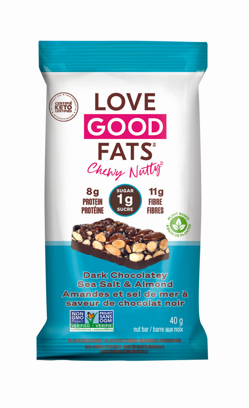 Love Good Fats - Chewy Nutty Bar, Dark Chocolatey Sea Salt & Almond, 40g