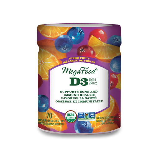 Mega Food - Vitamin D3 Wellness, Mixed Fruit Gummy, 70 count