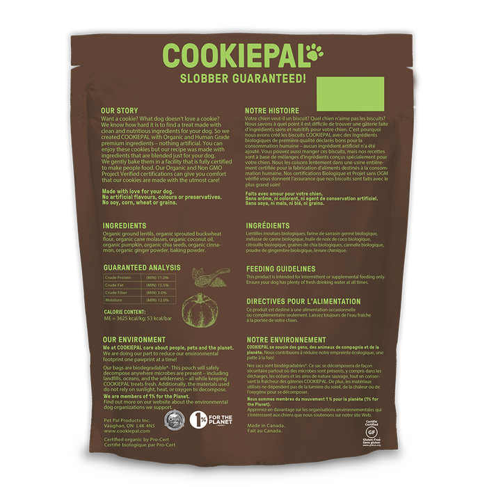 CookiePal - Organic Dog Treats, Pumpkin & Chia, 300g