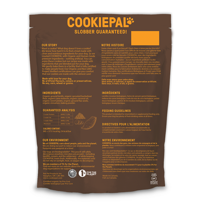 CookiePal - Organic Dog Treats, Sweet Potato & Flaxseed, 300g