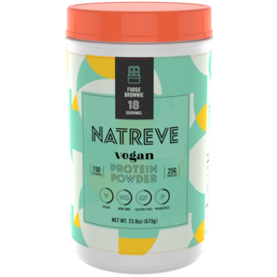 Natreve - Vegan Protein Powder, Fudge Brownie, 675g