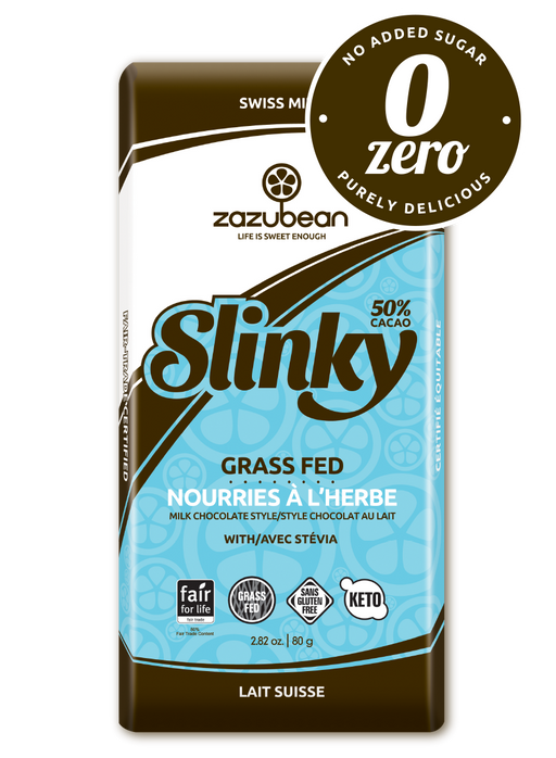 Zazubean Organic Chocolate - Slinky, 49% Cacao, Zero, Grass Fed, 80g