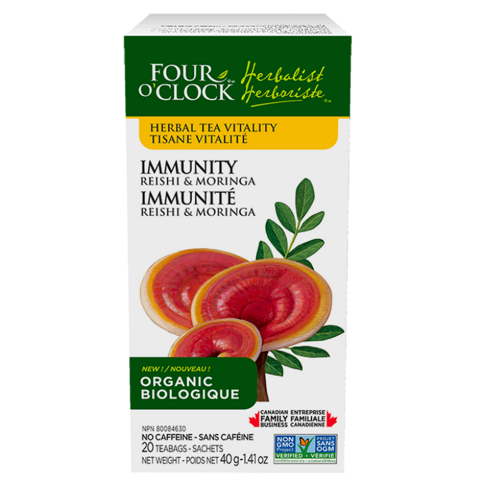 Four O'Clock - Herbal Tea, Immunity, Reishi & Moringa, 20 bags