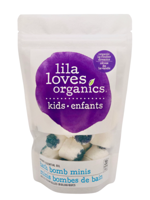 Lila Loves Organics Inc. - Organic Essential Oil Bath Bomb Kid Minis, Lavender Dreams, 240 g