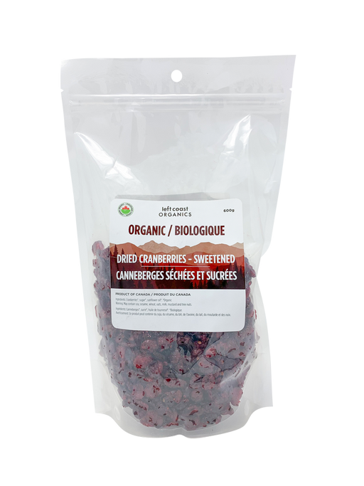 Left Coast Organics - Organic Dried Sweet Cranberries, 600g