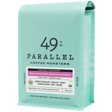 49th Parallel Coffee, Whole Bean Organic Breakfast Roast, 340g