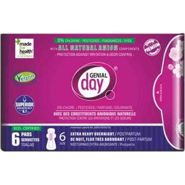 Genial Day - Postpartum Pads, Extra Heavy, 6count