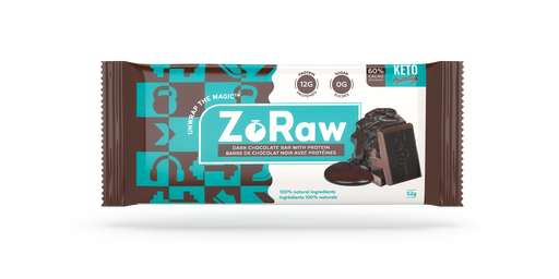 ZoRaw Chocolates - Dark Chocolate Bar with Protein, 52g