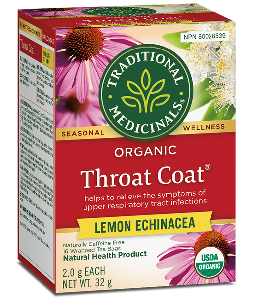 Traditional Medicinals - Organic Throat Coat® Tea, Lemon Echinacea, 16 Bags