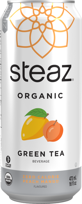Steaz - Peach Mango Iced Green Tea Unsweetened, 473ml