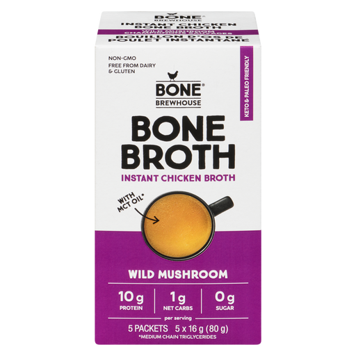 Bone Brewhouse - Instant Chicken Bone Broth, Wild Mushroom, 5x16g