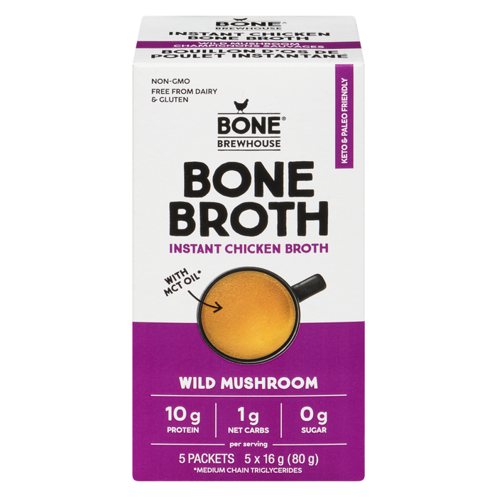 Bone Brewhouse - Instant Chicken Bone Broth, Wild Mushroom, 5x16g