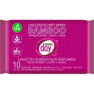 Genial Day - Bamboo Wet Wipes, Unscented, 10count