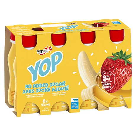 Yoplait - YOP Strawberry Banana No Sugar Added Drinkable Yogurt, 8x93ml