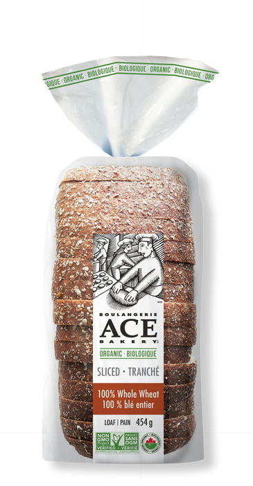 Ace Bakery - Organic Whole Wheat Sliced Loaf, 454g