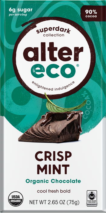 Alter Eco - Organic Dark Chocolate, Crisp Mint, 75g