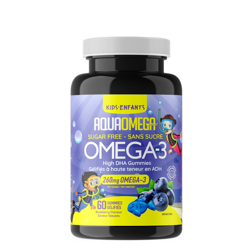 AquaOmega - High DHA Omega-3 Chewables for Kids - Blueberry, 60 Chews