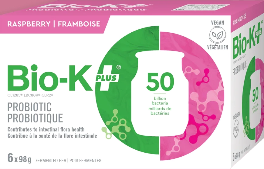 Bio-K Plus - Drinkable Vegan Pea Probiotic - Raspberry, (6 Pack)