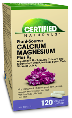 Certified Naturals - Calcium Magnesium K2 Capsules with Aquamin&trade;, 120 Capsules