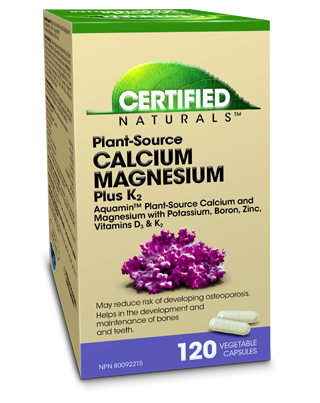 Certified Naturals - Calcium Magnesium K2 Capsules with Aquamin&trade;, 120 Capsules