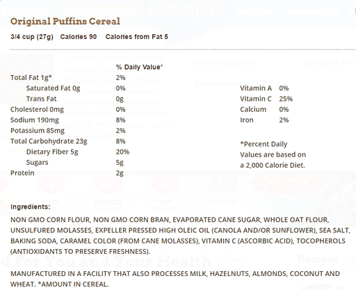 Barbara's Bakery - Original Puffins Cereal - 285g