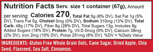 Bob's Red Mill - Gluten-Free Apple Cinnamon Oatmeal Cup, 67g